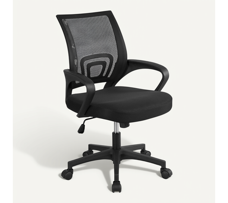 Chaise De Bureau à Roulettes 360°avec Accoudoirs Noir