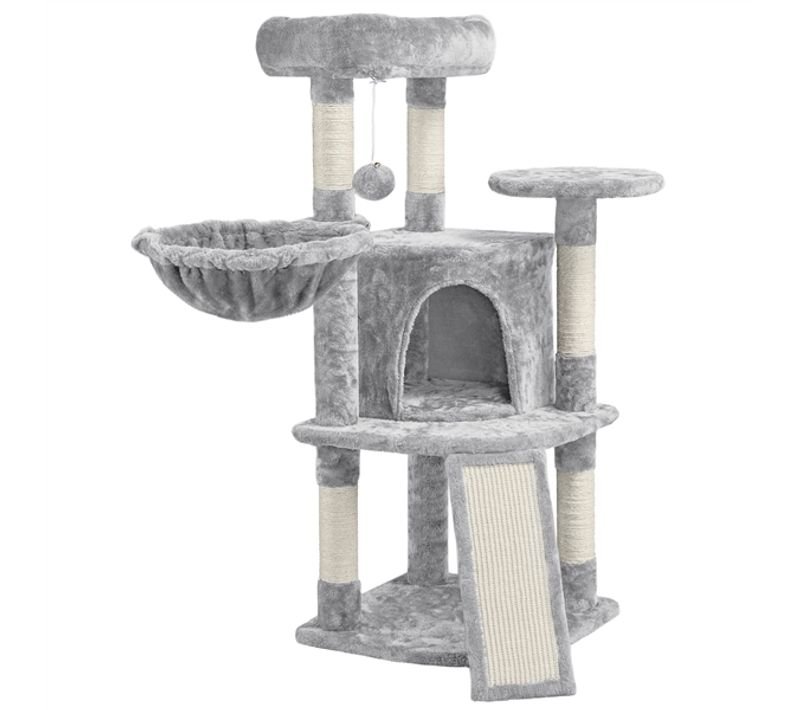Arbre à Chat Multiniveau Tour De Jeux Pour Chatons 106 Cm H Gris Clair