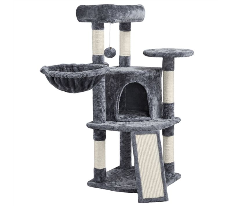 Arbre à Chat Multiniveau Tour De Jeux Pour Chatons 106 Cm H Gris Foncé