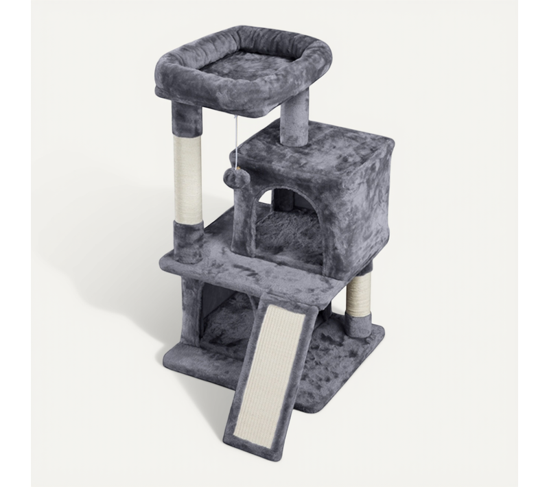 Arbre à Chat Avec Griffoir Et Poteaux En Sisal 91 Cm De Haut Gris Foncé