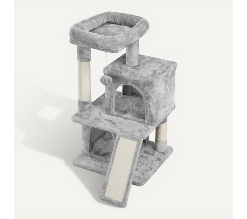 Arbre à Chat Avec Griffoir Et Poteaux En Sisal 91 Cm De Haut Gris Clair