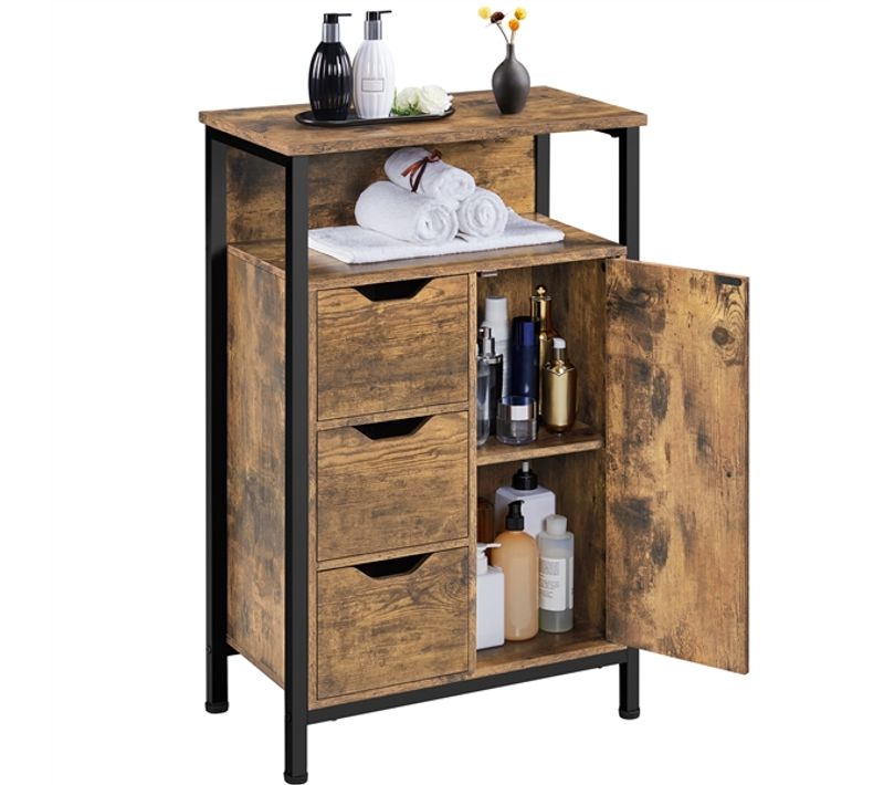 Armoire De Rangement Rustique En Bois Mdf Brun Rustique