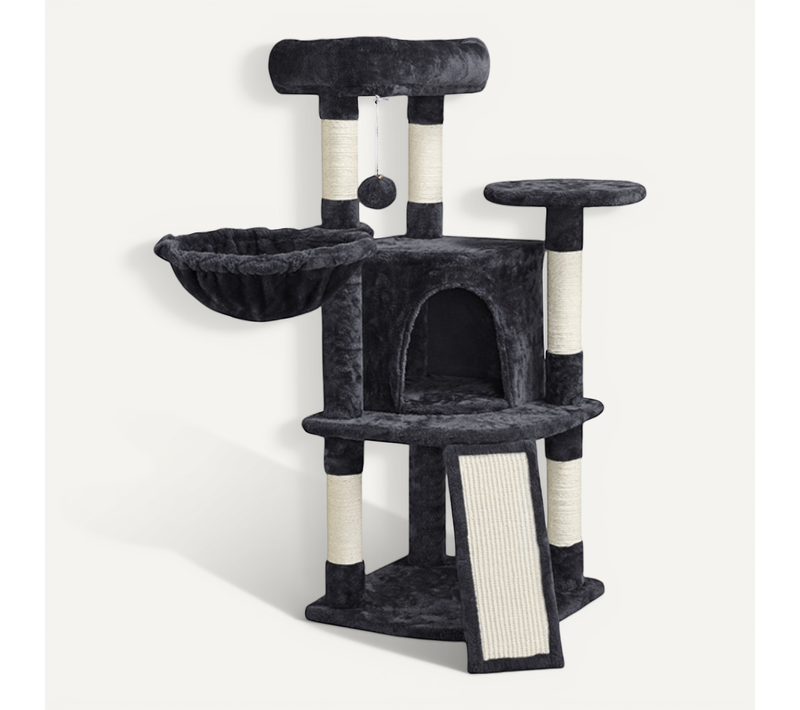 Arbre À Chat En Sisal Griffoir Grattoir Tour De Jeux Hauteur 106cm Noir