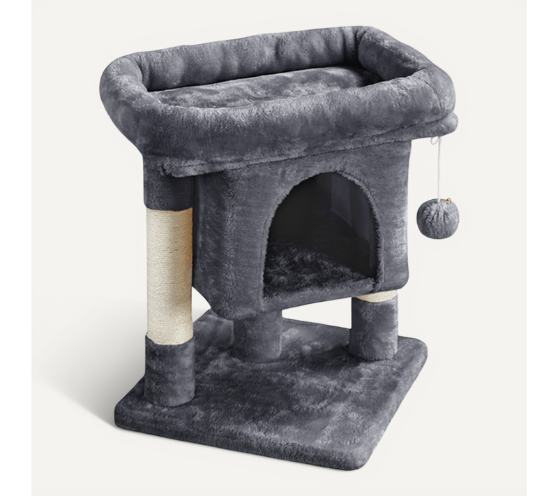Arbre À Chat Design Avec Niche Et Plate-forme Arbre-griffoir Hauteur 59cm