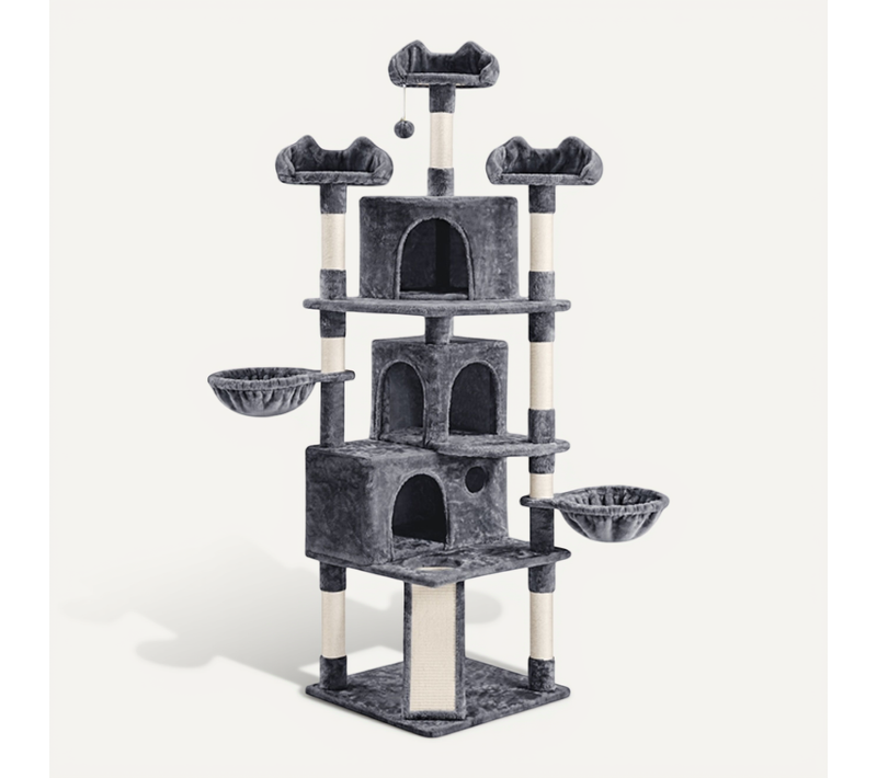 Arbre À Chat Géant Tour De Chat Poteaux En Sisal 194 Cm Gris Foncé