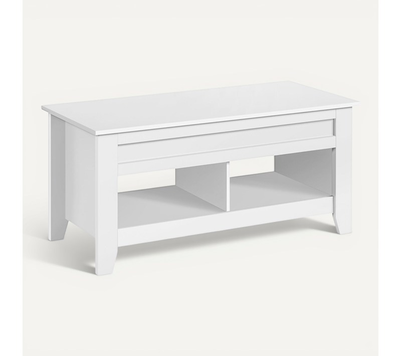 Table De Basse Relevable Extensible, Table De Salon Fonctionnelle, 104 X 49 X 62 Cm Blanc