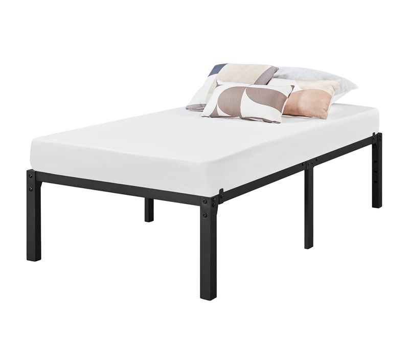 Lit Simple En Métal Assemblage Simple 90x190 Cm Noir