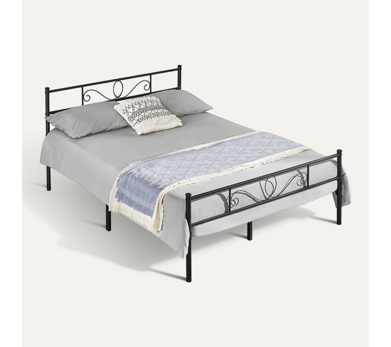 Lit Double 140 X 200 Cm En Métal Pour Adultes
