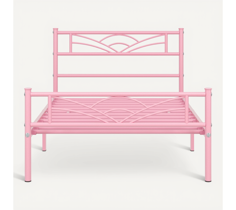 Lit Simple Cadre De Lit 90 X 200 Cm En Métal Rose