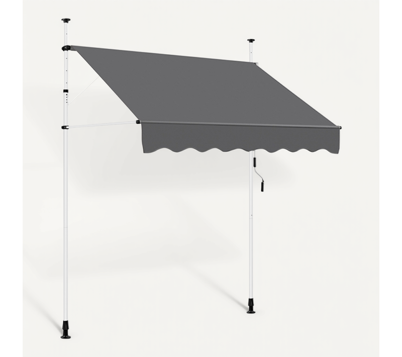 Store Banne Manuel Auvent Rétractable Réglable 200 X 120 Cm Gris