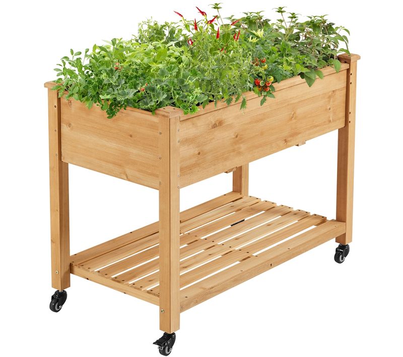 Carré à Plantes En Bois Carré Potager Sur Pieds Avec Roulettes Lit De Jardin