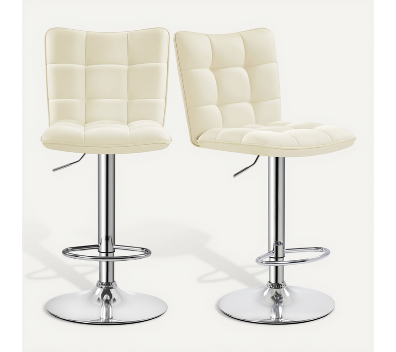 Lot De 2 Chaises De Bar Modernes Tabourets De Bar En Similicuir Réglables En Hauteur, Beige