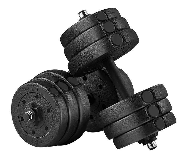 Kit D'haltères Musculation 25 Kg Set D'haltères Réglables Avec Plaques Paire D'haltères, Noir