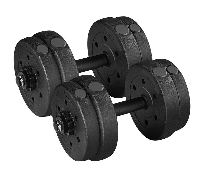 Kit D'haltères Musculation 15 Kg Set D'haltères Réglables Avec Plaques Paire D'haltères, Noir