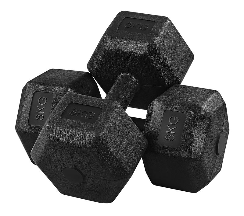 Paire D'haltères Hexagonales De 8 Kg Kit Dumbbell De Cross Training Et De Musculation, Noir