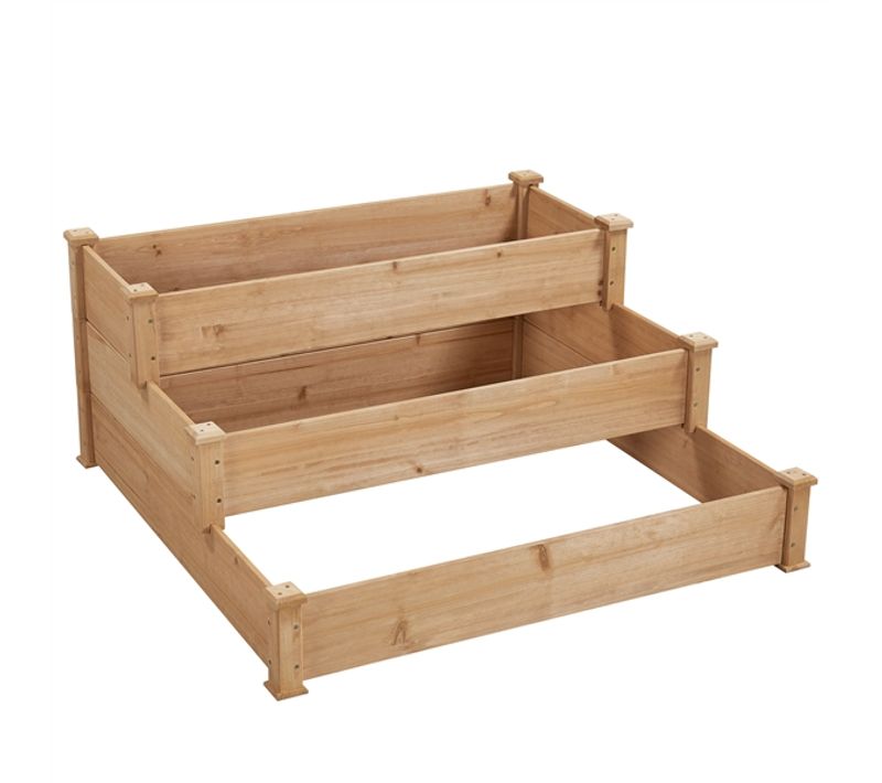 Carré Potager Au Sol Lit De Plantation Jardinière à 3 Niveaux 120 X 120 X 56 Cm