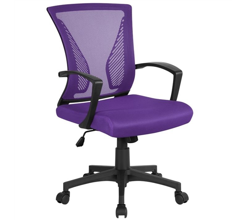 Fauteuil De Bureau Ergonomique Chaise De Bureau En Maille à Roulettes Violet