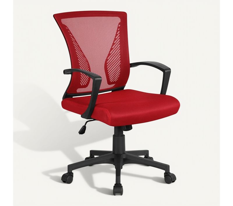Fauteuil De Bureau Ergonomique Chaise De Bureau En Maille à Roulettes Rouge