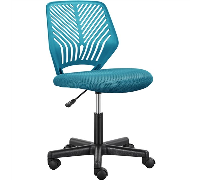 Chaise De Bureau En Maille Fauteuil D'ordinateur Réglable Sans Accoudoirs Bleu Canard