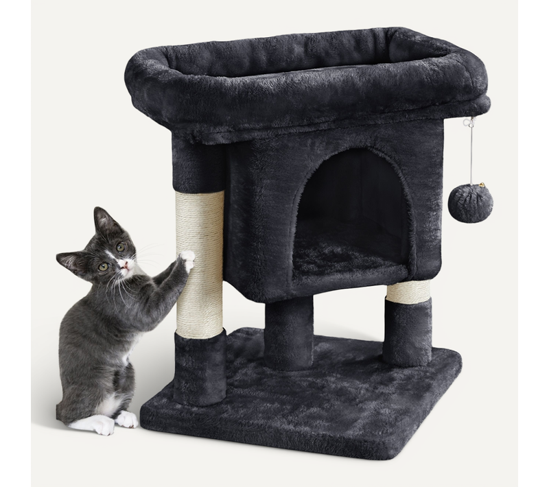 Arbre à Chat Design Avec Niche Et Plate-forme Arbre-griffoir Noir