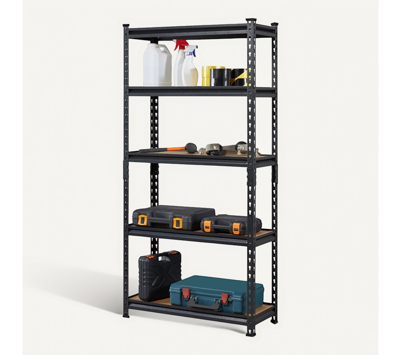 Étagère De Garage à 5 Niveaux Avec Planches Mdf 75 × 30× 153 Cm Noir