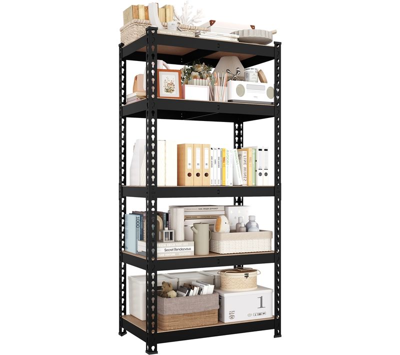 Étagère De Rangement/metallique Atelier/garage Sans Vis à 5 Niveaux En Métal 150 X 70 X 30 Cm Noir