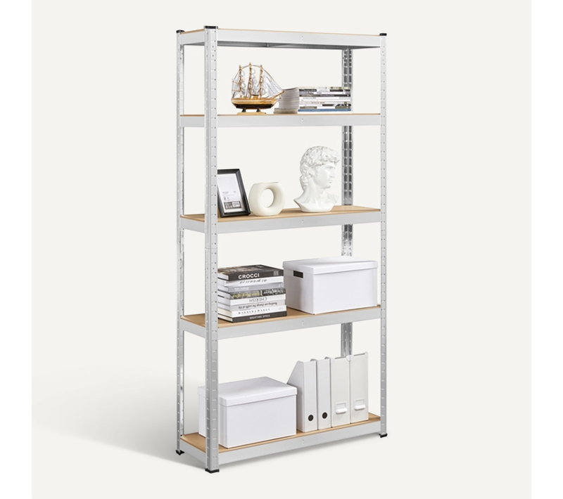 Étagère De Rangement 180 X 90 X 30 Cm Avec Cadre En Métal Couleur D'argent