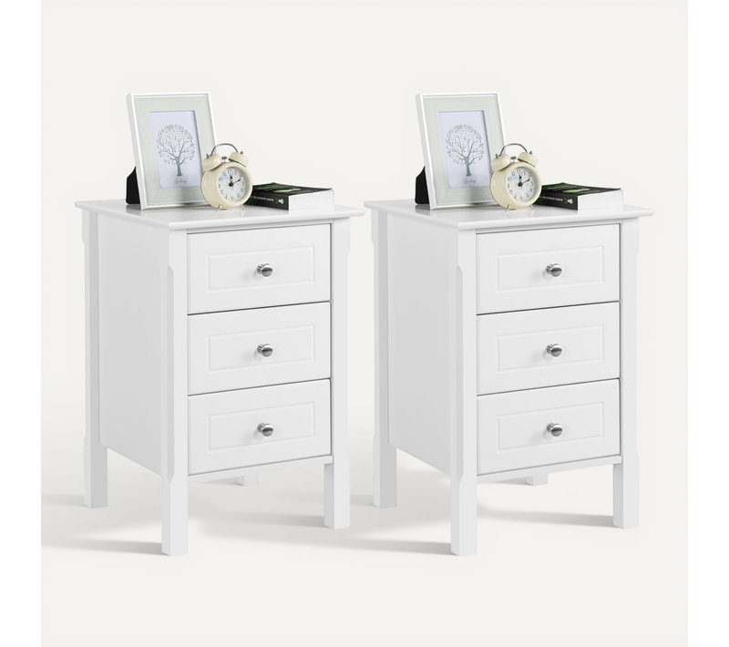 Lot De 2 Tables De Chevet à 3 Tiroirs 40 × 40 × 60 Cm