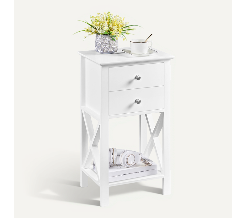Table De Chevet Blanche, Table De Nuit En Bois Pour Chambre à Coucher