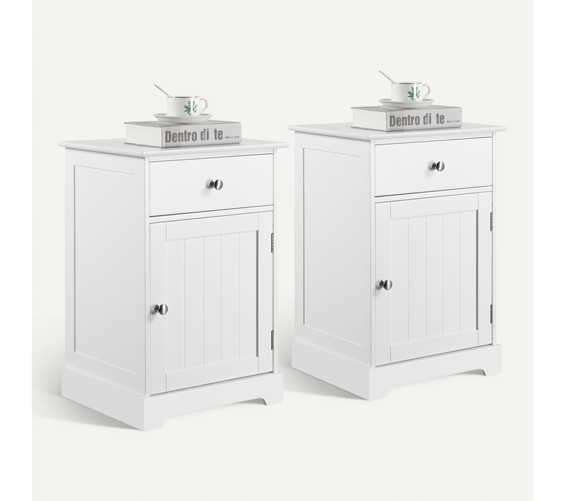 Lot De 2 Tables De Chevet Avec Tiroir Table De Nuit Carrée Avec Tablette