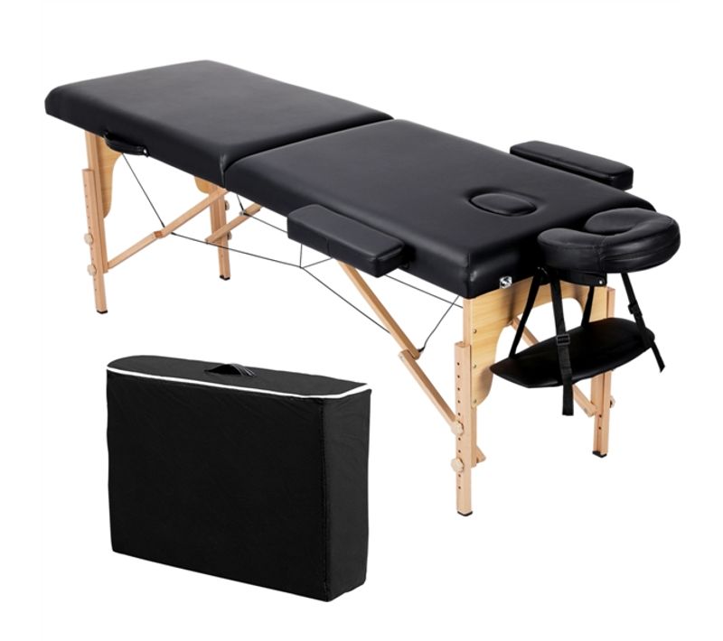 Table De Massage Portable Pliable à 2 Zones Noir
