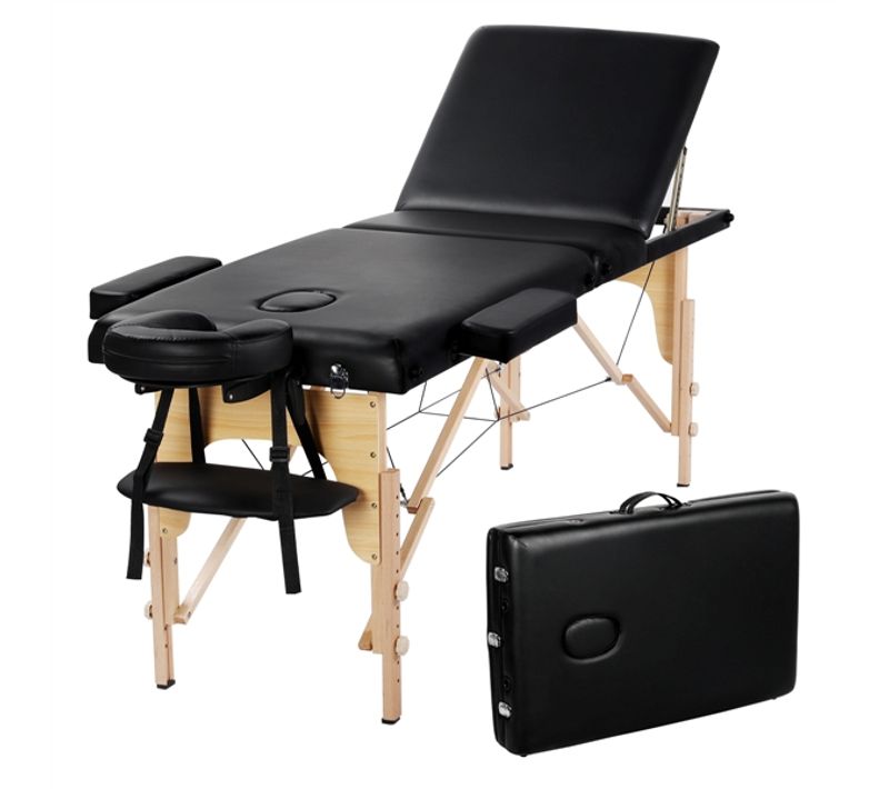 Table De Massage Pliable Lit De Massage 3 Zones Noir