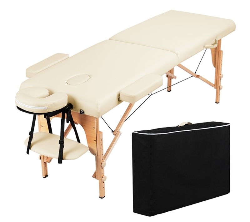 Table De Massage Portable Pliable à 2 Zones Crème