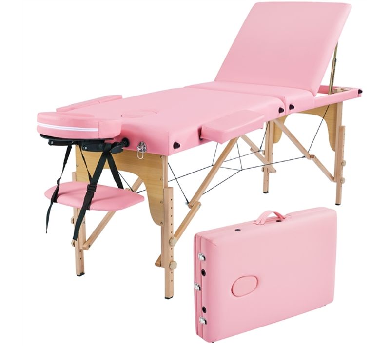 Table De Massage Pliable Lit De Massage 3 Zones Rose