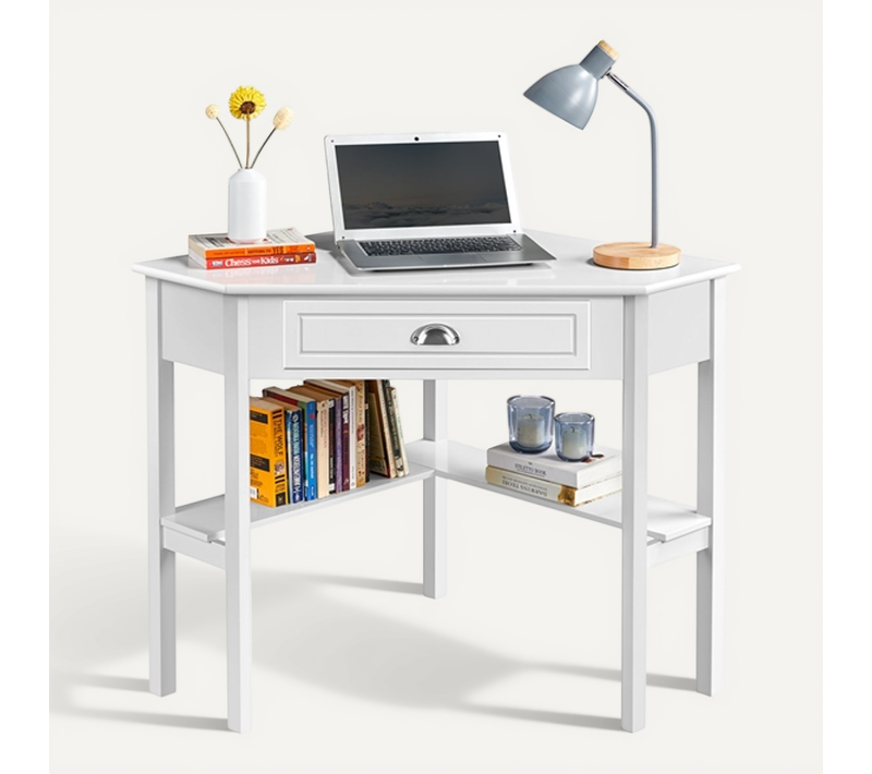 Bureau D'angle Poste De Travail Informatique Blanc