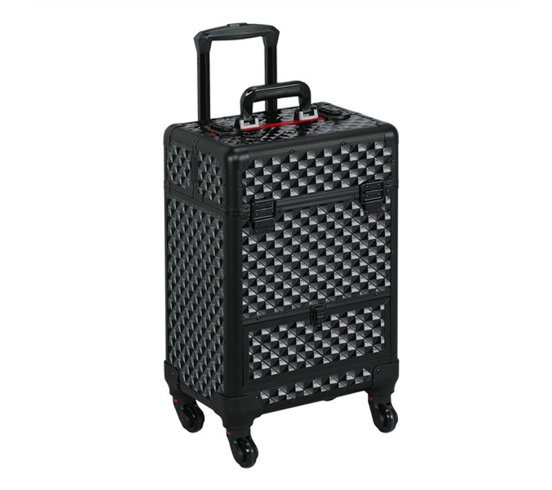 Valise Maquillage Professionnel Noir Avec 4 Plateaux Rétractables 1 Tiroir