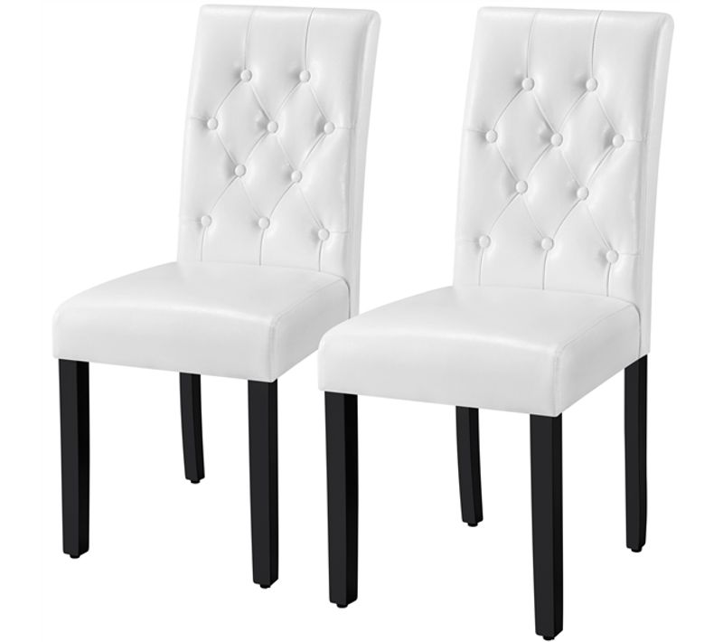 Lot De 2 Chaises De Salle à Manger En Similicuir Pvc Blanc