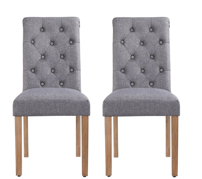 Lot 2 Chaises De Salle à Manger Chaise De Salon Mobilier Avec Chêne Tissu Gris Foncé