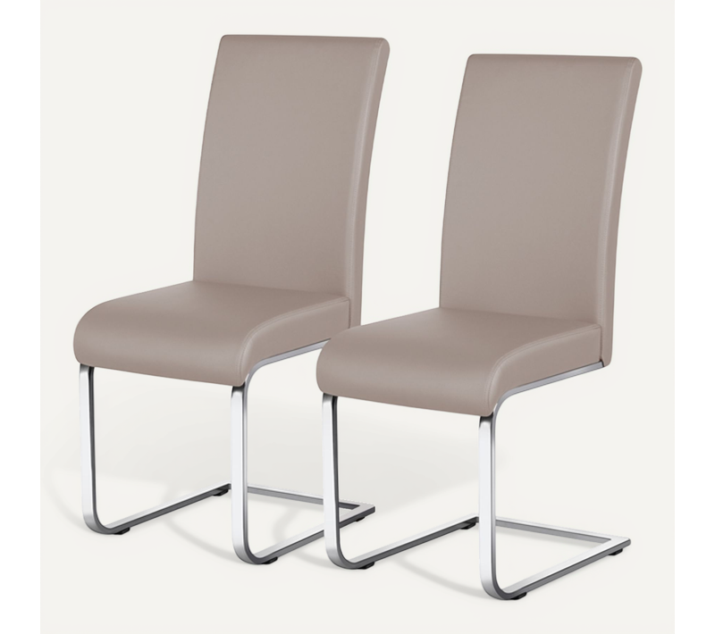Lot De 2 Chaises De Salle à Manger Assise En Similicuir Brun Clair