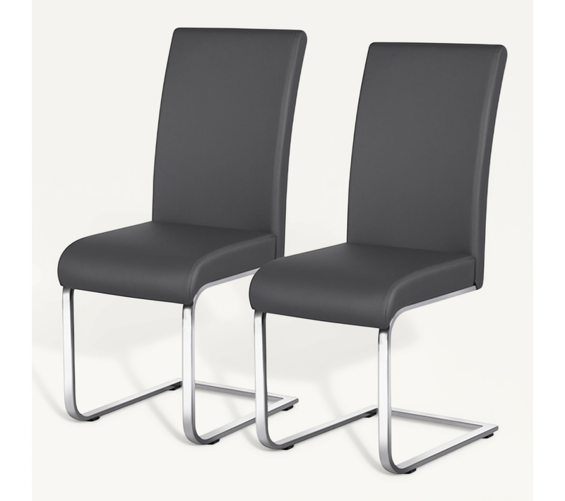Lot De 2 Chaises De Salle à Manger Assise En Similicuir Gris Foncé