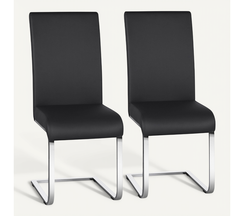 Lot De 2 Chaises De Salle à Manger Assise En Similicuir Noir