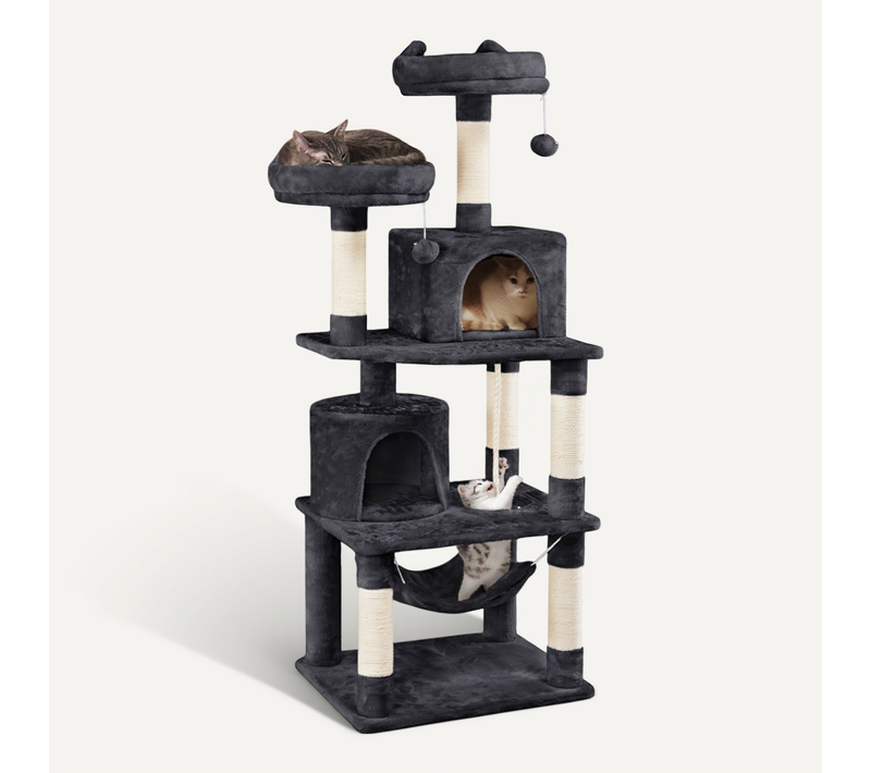 Arbre à Chat Tour à Griffer Avec 2 Niches/hamac Colonne En Sisal