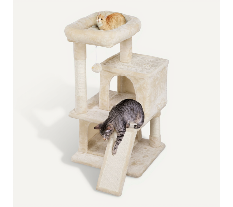 Arbre à Chat Avec Griffoir Et Poteaux En Sisal Centre D'activités Beige