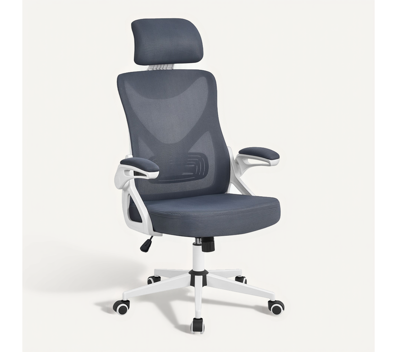 Chaise De Bureau Ergonomique Avec Accoudoirs Réglables Dossier Et Appui-tête Charge Max 150kg