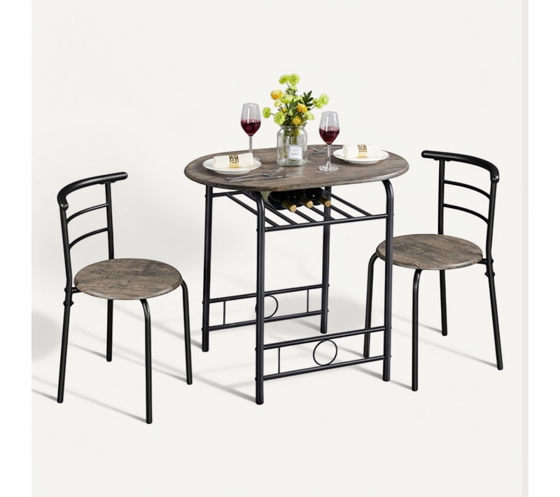 Ensemble De Table à Manger Avec 2 Chaises Brun