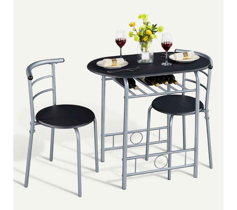 Ensemble De Table à Manger Avec 2 Chaises Noir