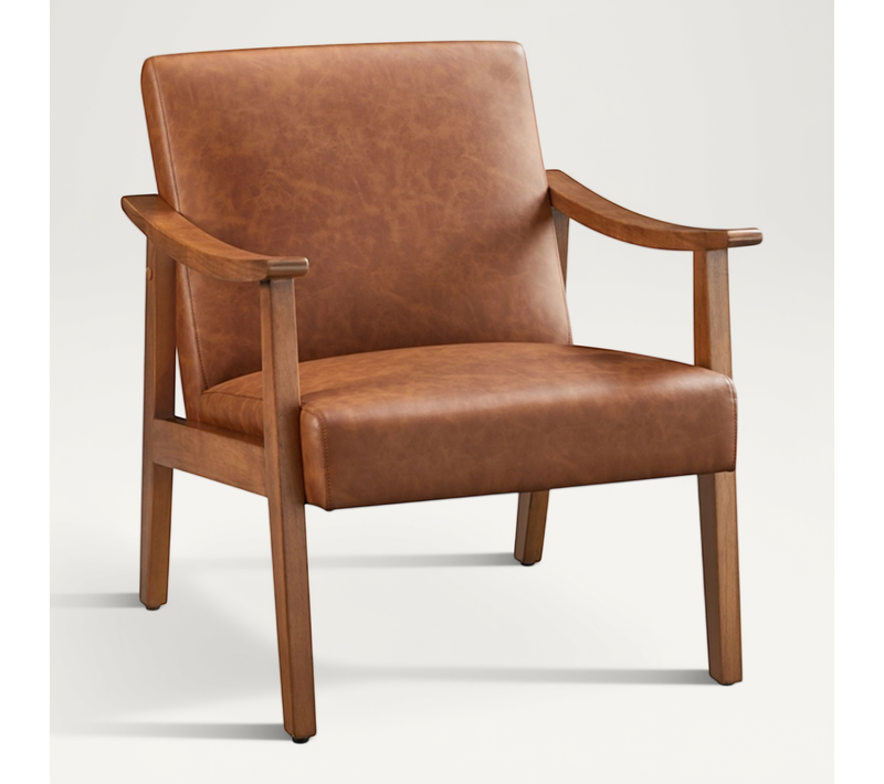 Fauteuil De Salon Confortable Cadre Métal Marron Clair
