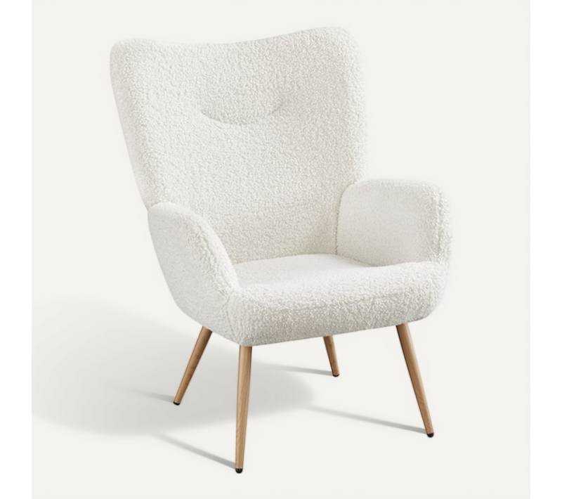 Fauteuil De Salon Moderne En Tissu Blanc