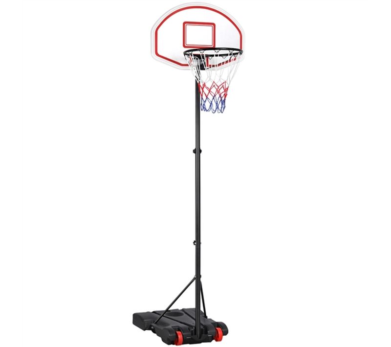 Panier De Basket Sur Pied Hauteur Réglable 159-214 Cm Rouge