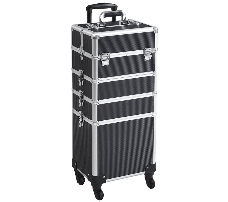 Valise De Maquillage 5 En 1 Avec Mallette Maquillage Verrouillable Compartiments à Casiers, Noir